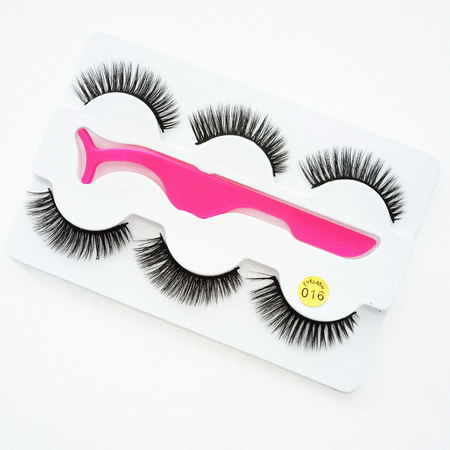 3 pairs Eyelashes +tweezers Natural Mink False Eyelashes Fake Lashes 3D Mink Lashes Eyelash Extension Makeup Kit