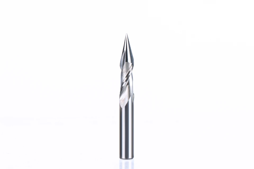 HUHAO 1 шт. 6 мм 2 флейты спиральные пирамидальные гравировальные насадки для дерева ЧПУ фрезы Нож Степень 30 для 2D 3D скульптуры