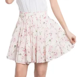 Женские Летняя шифоновая юбка с подкладкой эластичная высокая талия A-Line Цветочная пляжная юбка 29 цветов