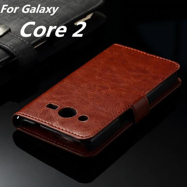 

Core2 card holder cover case for Samsung Galaxy Core 2 G355H leather phone case ultra thin wallet flip cover Photo Frame Holster