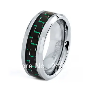 

FREE SHIPPING!USA WHOLESALES CHEAP PRICE BRAZIL RUSSIA CANADA UK HOT SELLING 8MM GREEN&BLACK FIBER BRIDALTUNGSTEN WEDDING RING