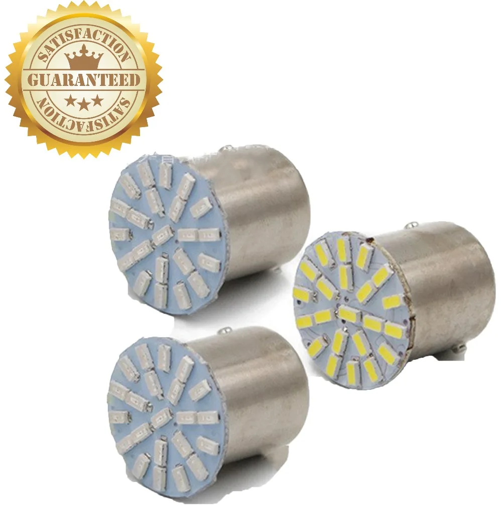 Kopen 2 stks VAN P21w p21 5 w led s25 lampen 1206 1156 22 SMD led wit auto achterlicht lamp BA15S 12 v dc auto LED verlichting