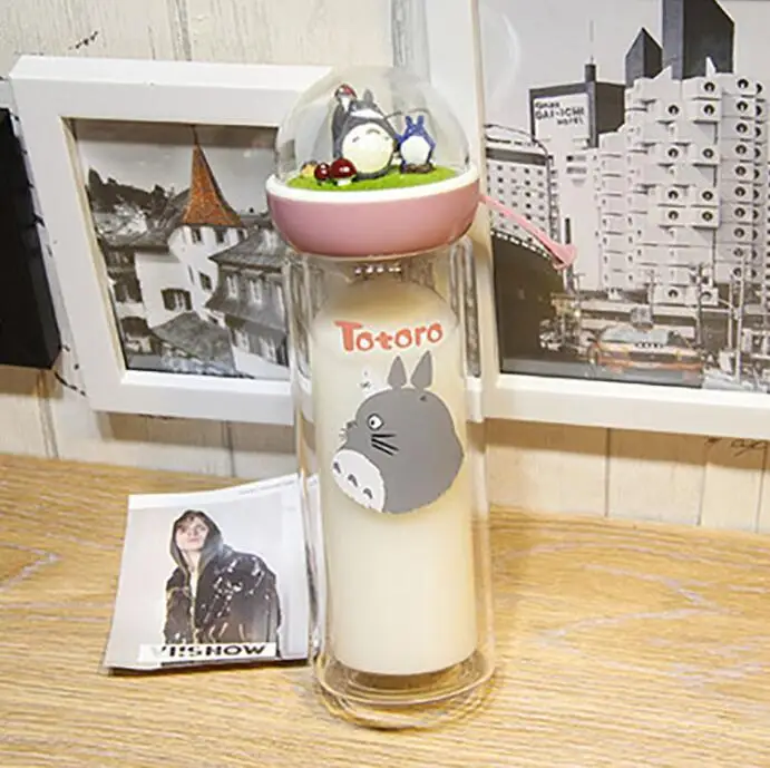 Двухслойная Герметичная крышка для стеклянной бутылки - Цвет: Totoro-pink