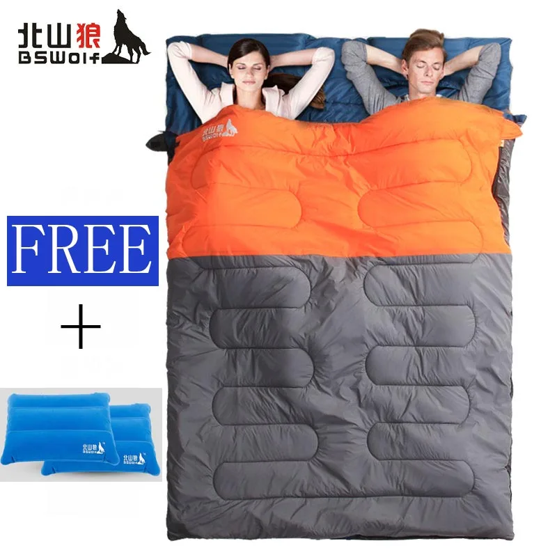 Best  BSwolf outdoor double sleeping bag warm weather camp splicing sleeping bag can split into two singl