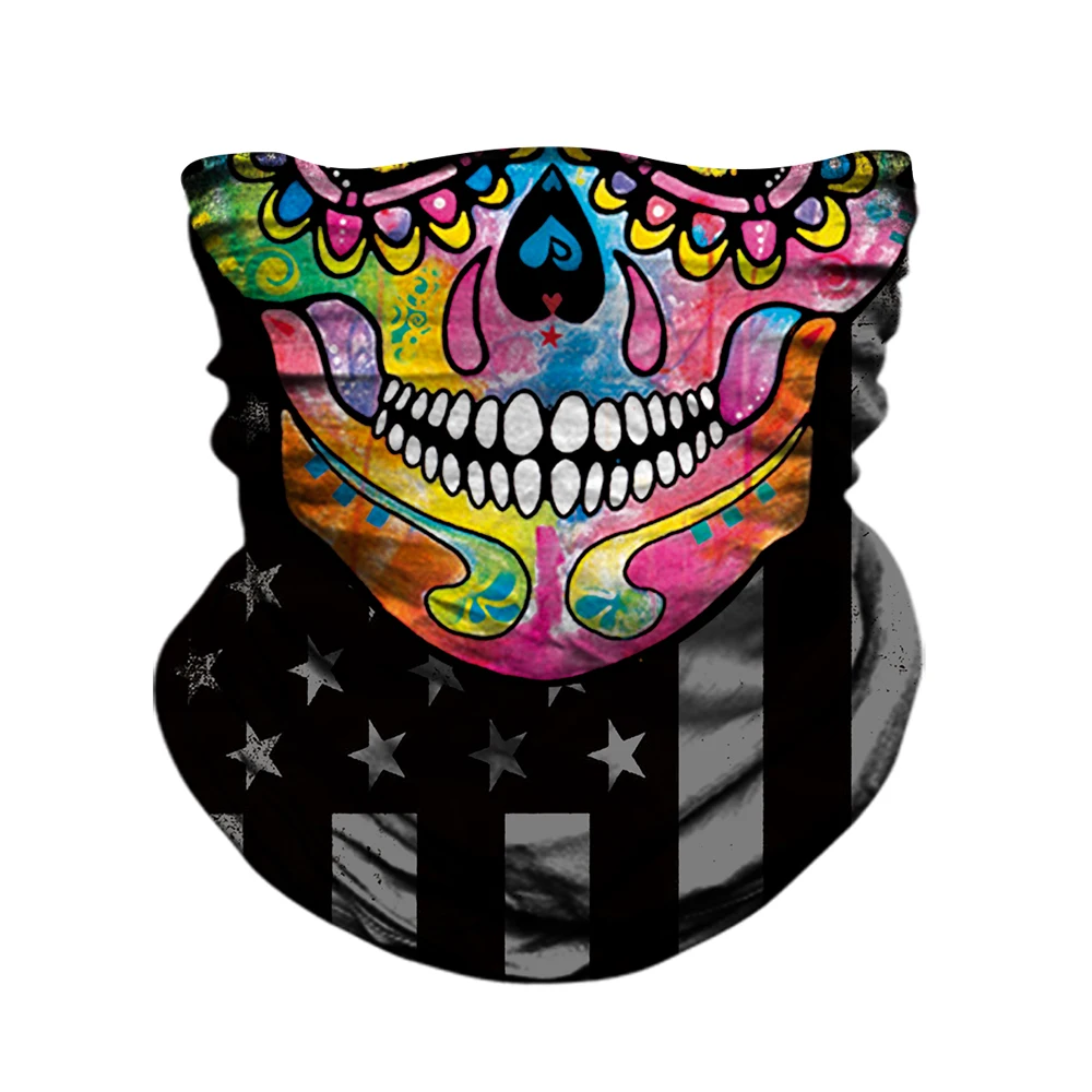 

BJMOTO Motorycle Face Shield Balaclava Anti-UV Breathable Bicycle Half Face Mask Skull Ghost Scarf Festival Sparty Scarves