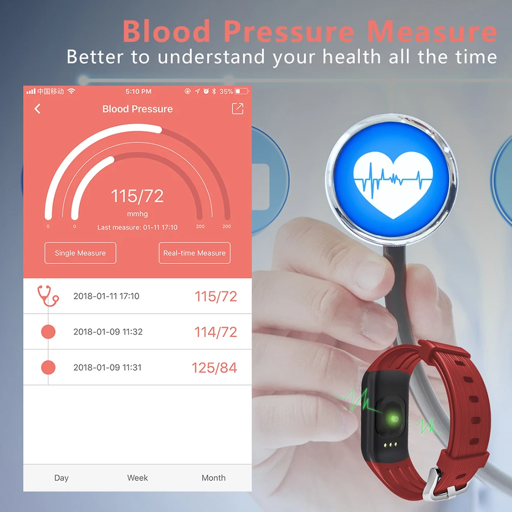 Wearpai WP103 монитор сердечного ритма Смарт браслет кровяного давления смарт fitnesstracker