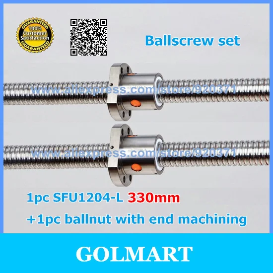 

CNC Linear SFU 1204 BallScrew Set guide 1pc RM1204 L-330mm + 1pc SFU1204 Ball Screw Anti Backlash Ball Nut with end machining