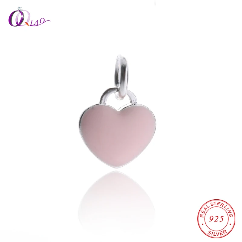 

1PCS 925 Sterling-Silver Epoxy craft Love heart Pendant for silver Women Jewelry making Necklace bracelet DIY, jewelry findings