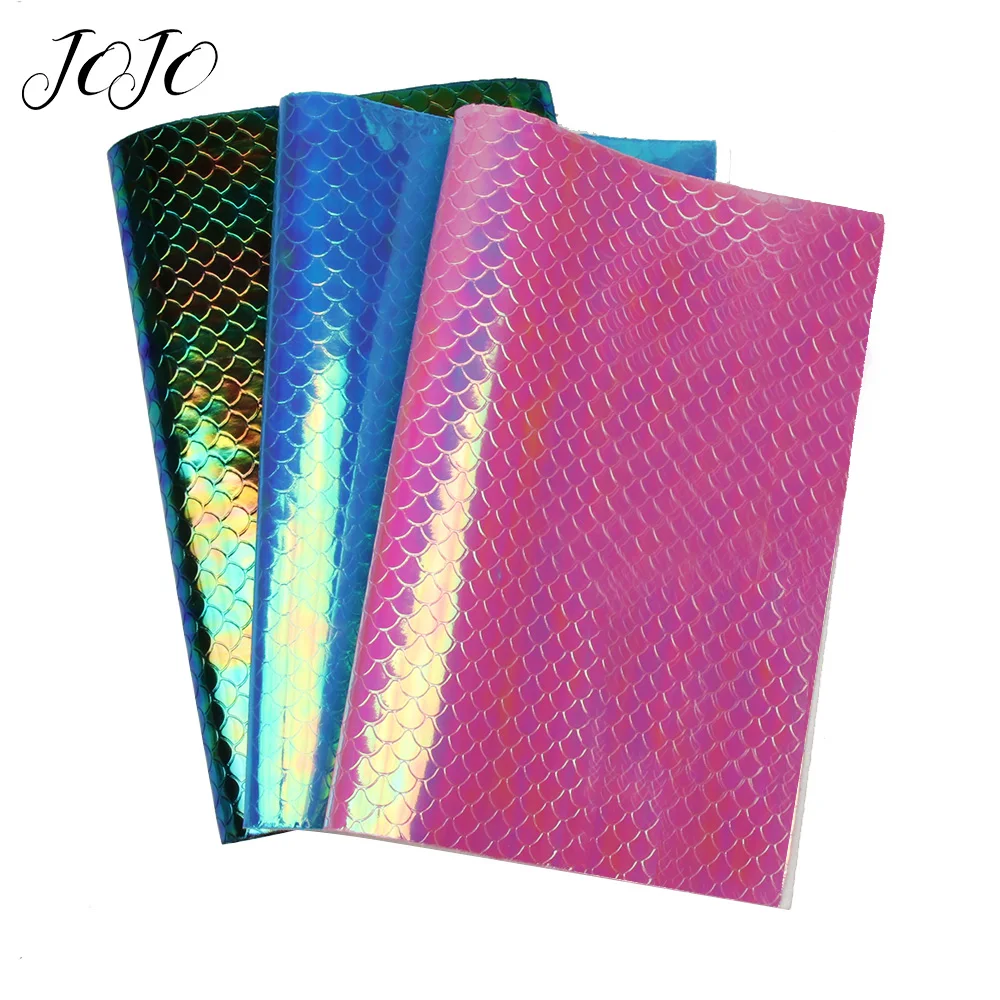 

JOJO BOWS 22*30cm 1pc Faux Synthetic Leather Fabric Fish Scale Embossed Sheet For Needlework DIY Hairbow Home Textile Decoration