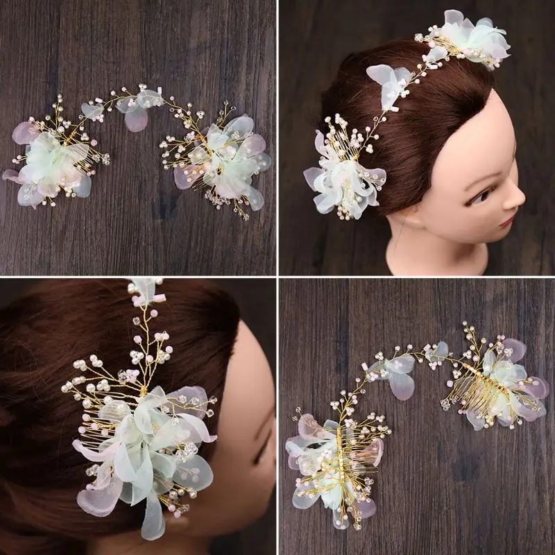 

Bride Headwear Floral Headband Flower Pearl Wedding Gifts Tiara Bridal Exquisite Hair Accessories Christmas Gifts