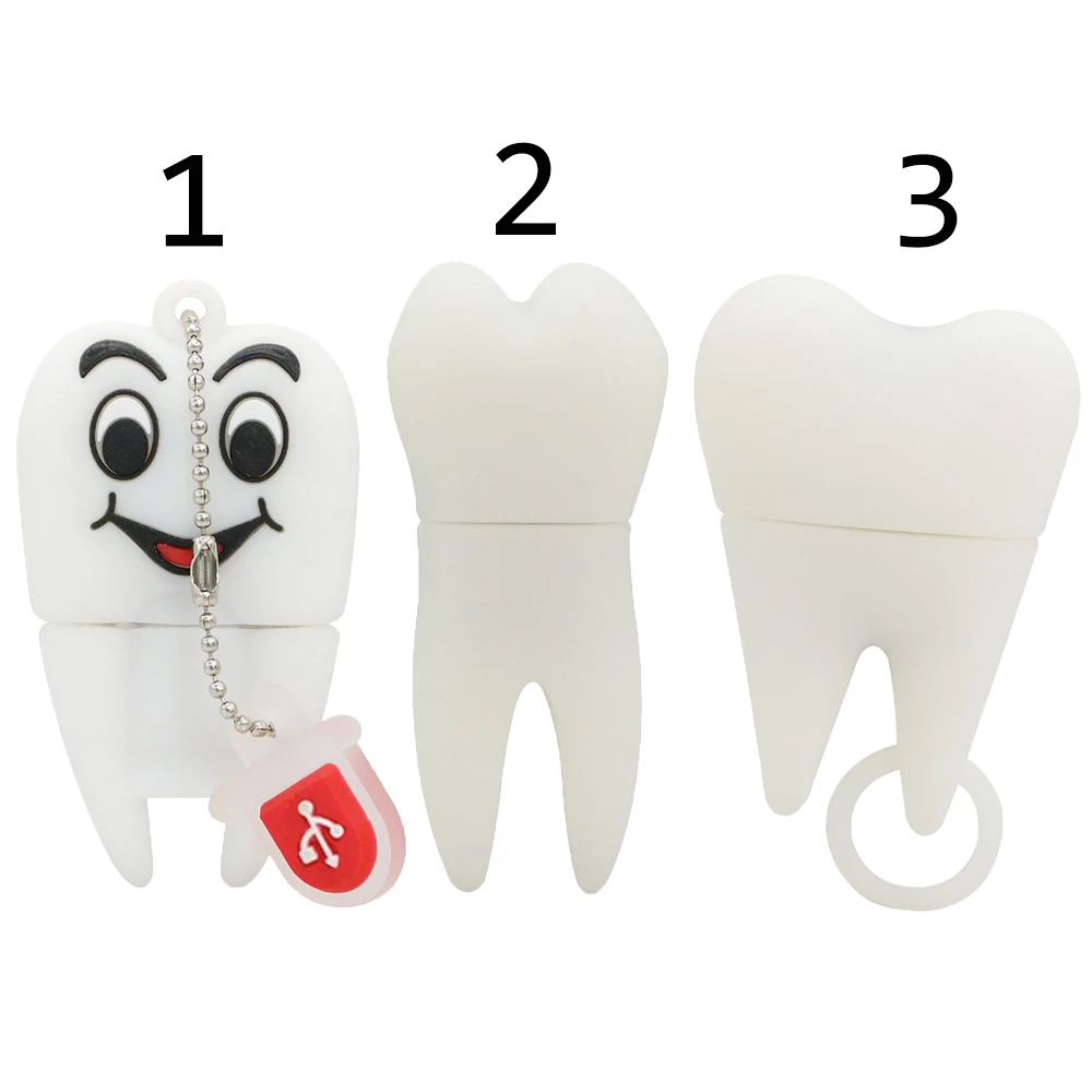 Real Capacity Tooth Shape USB Flash Drives 4GB 8GB 16GB 32GB 64GB Teeth Pen Drive USB Disk Flash Memory Stick External Storage