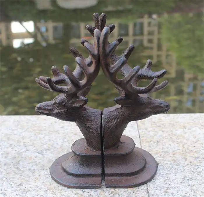 Pair Of Cast Iron Deer Bookends Metal Book Ends Stand Antique Desk Table Study Home Office Decor Elk Head Antler Animal Craft Vintage Western Decor Vintage Bathroom Decorvintage Decorative Bottles Aliexpress
