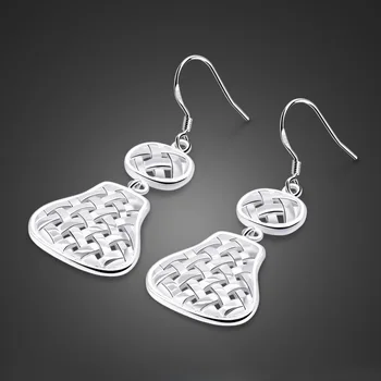 

Creative silver jewelry girl 925 sterling silver earrings woven pattern pear pendant earrings silver non-fading student gift