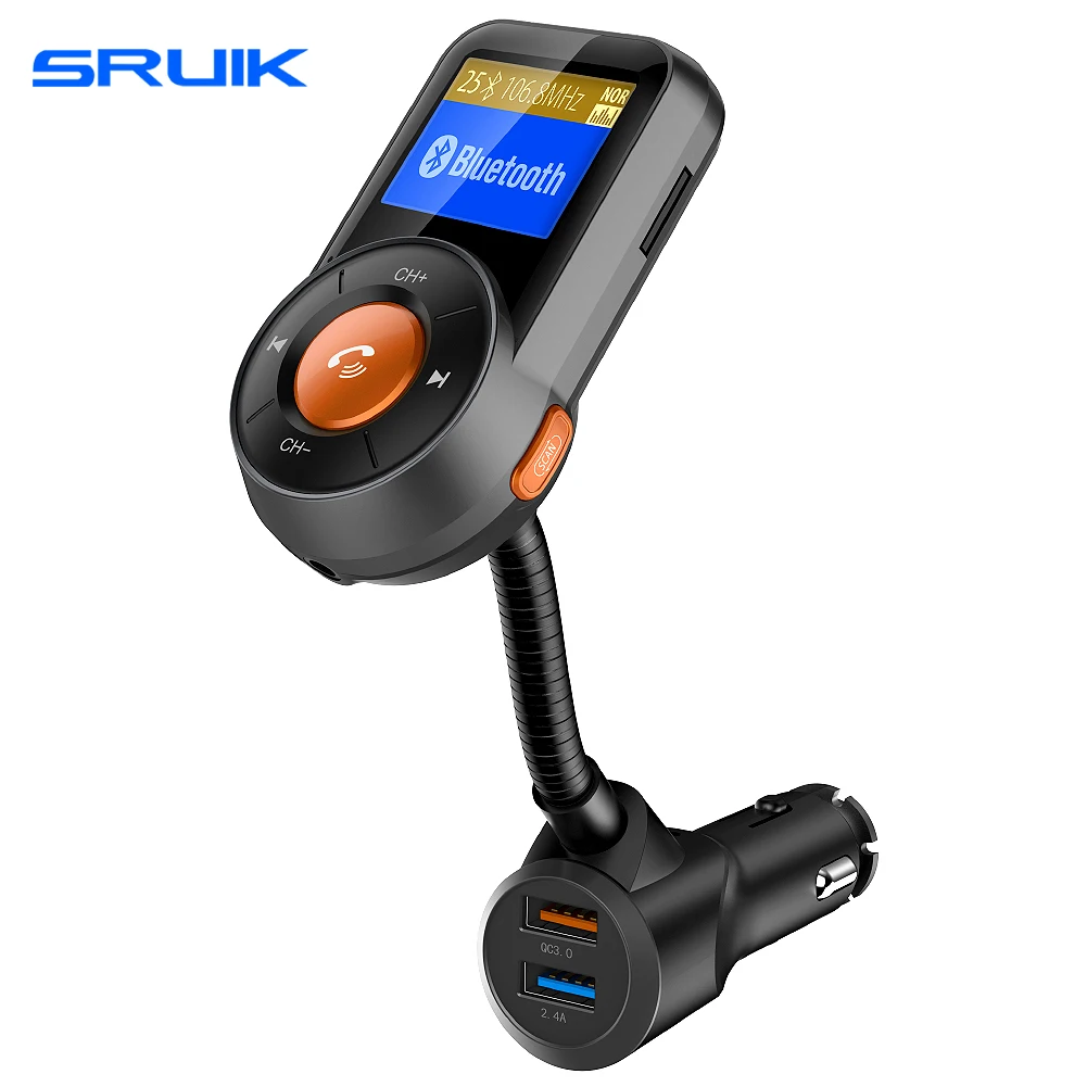 

Car FM Transmitter Bluetooth Modulator Transmiter Dual USB Charger QC3.0 Handsfree Phone Holder Audio MP3 Music Player for Car