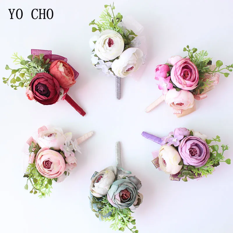 Wedding Corsages and Boutonnieres men groom artificial flowers  (9)