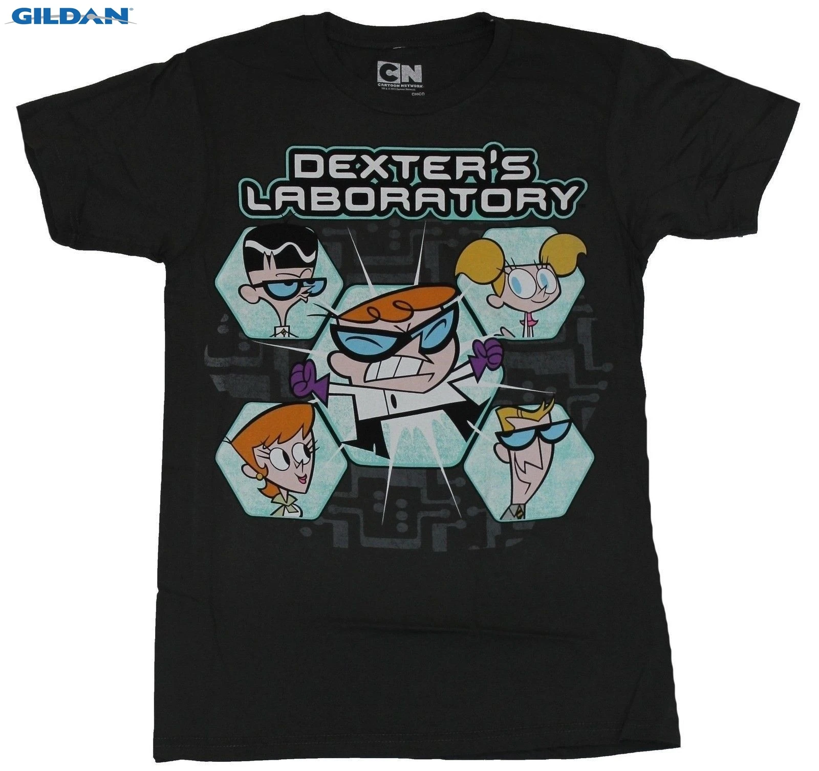 

Dexter's Laboratory Mens T-Shirt - 5 Hexagon Character Mad Dexter Center Image