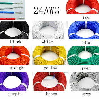 

100metre 24AWG Soft Silicone Cable 0.2mm2 Ultra Flexiable Test Line Wire Red Black Blue White Yellow Green Orange Brown Grey