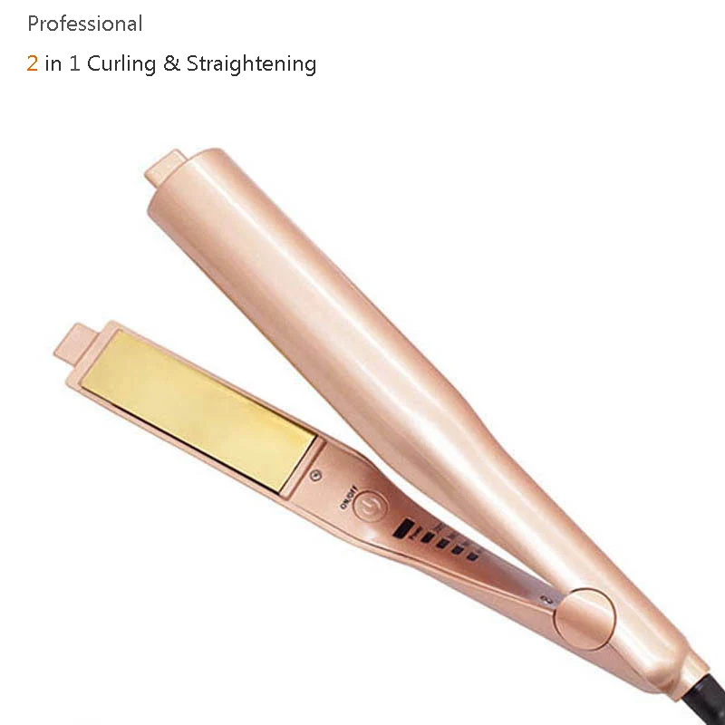 

Professional 2 in 1 Hair Curling & Straightening Iron Hair Straightener Hair Curler Wet & Dry Flat Iron Twist Hair Comb brush