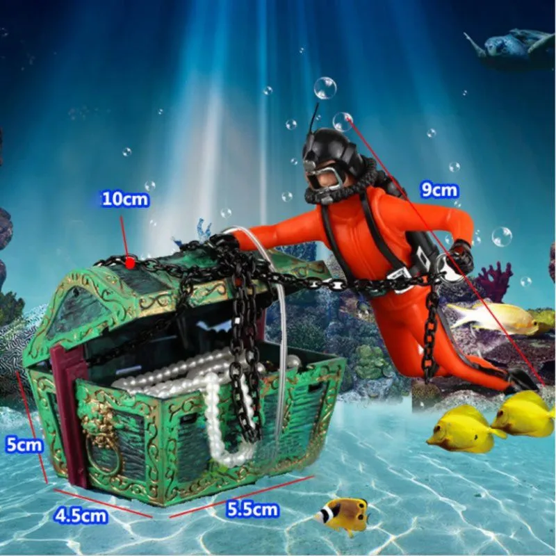 New Aquarium Ornament Treasure Diver Hunter Treasure Figure Action Fish