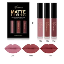 3 шт. жидкий набор из помад Стойкий матовый карандаш для губ Макияж Водонепроницаемая матовая губная поманда телесный сексуальный блеск для губ, Косметика комплект