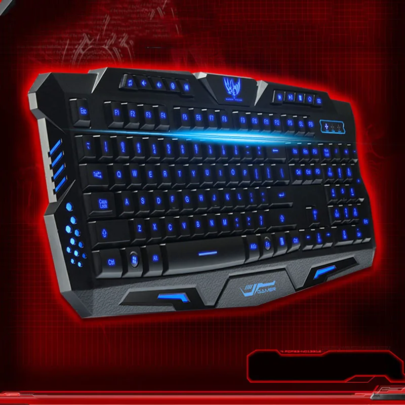 Wired Mechanical Sense Backlit Keyboard Tricolor luminescent Keyboard M200 Internet Cafe Computer Gaming Keyboard