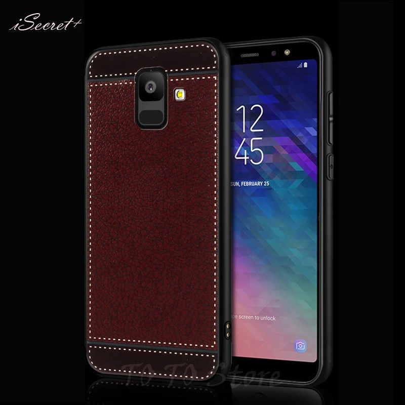 Чехол для Samsung Galaxy A6 2018 мягкий чехол из силикона с узором кожи и ТПУ plus чехлы