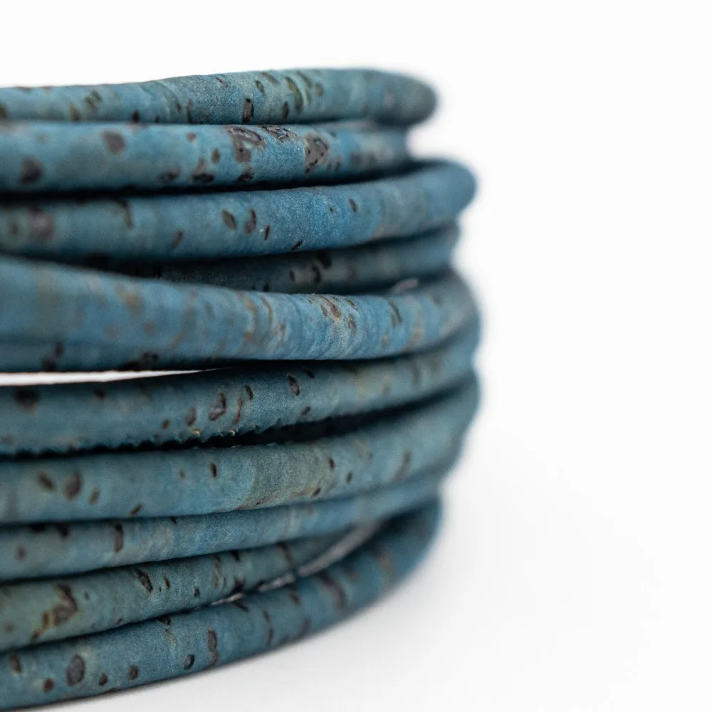 3mm turquoise green Cork Cord Portuguese cork jewelry supplies /Findings cord vegan material COR