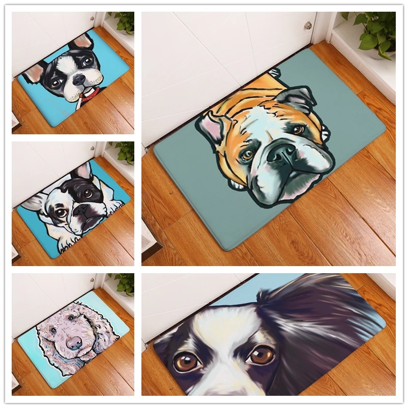 2017 New Cartoon Dog Print Carpets Non slip Kitchen Rugs for Home Living Room Floor Mats 40x60cm