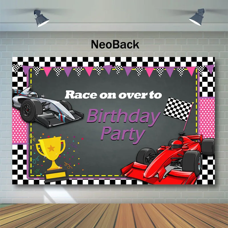 Neoback Course Voiture Theme Fete D Anniversaire Photographie Decors Dore Trophee Cool Garcon Fete D Anniversaire Banniere Fond Pour Photo Aliexpress