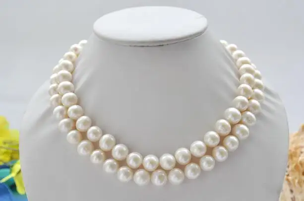 

song voge gem nanJ0683 2row ROUND white Freshwater cultured PEARL NECKLACE