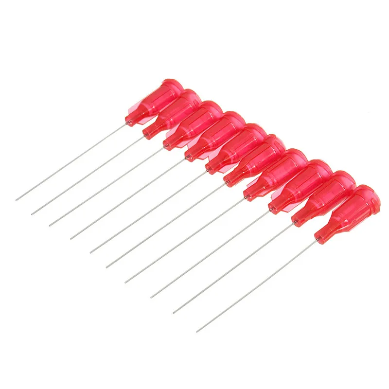 10pcs/Set 25Ga Stainless Steel Blunt Dispensing Needles Glue Red Syringe Needle Tips For DIY Gluing Rhinestones Filling Ink Oil