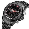 NAVIFORCE Herren Quarz Analog Uhr Luxus Mode Sport Armbanduhr Wasserdicht schwarz Edelstahl Männlichen Uhren LED Relogio Masculino|Quarz-Uhren| -