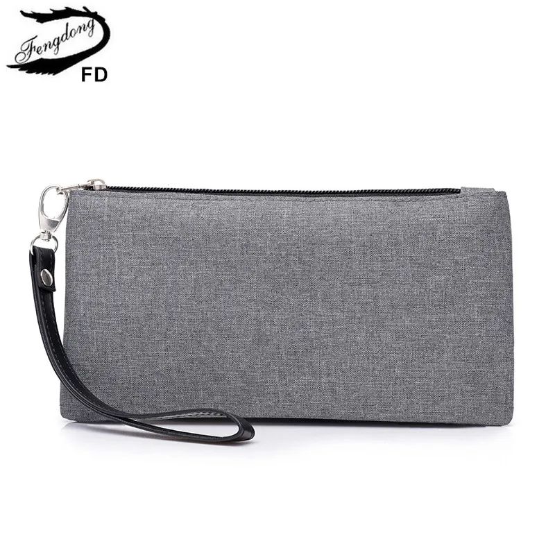 

Fengdong male slim wallet men clutch bags women wallets female purse long phone bag id card holder wrist band christmas gift