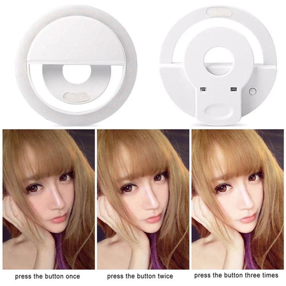 LED ringlight Portable Flash Led Camera Clip-on phone Selfie ring light video light Night Enhancing light for Selfie Lamp