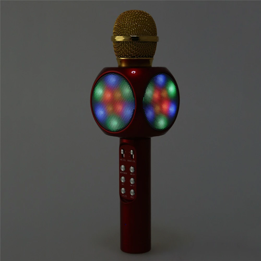 Топ беспроводной Bluetooth динамик KTV мини домашний Микрофон Модный светодиодный светильник-вспышка ручной микрофон для мобильного телефона музыка