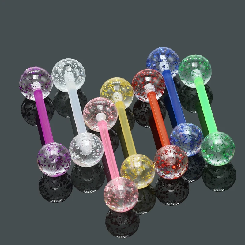 

Wholesale 7pcs/lot 14G Tongue Rings Acrylic Barbell Piercing Langue Nipple Ring Body Jewelry