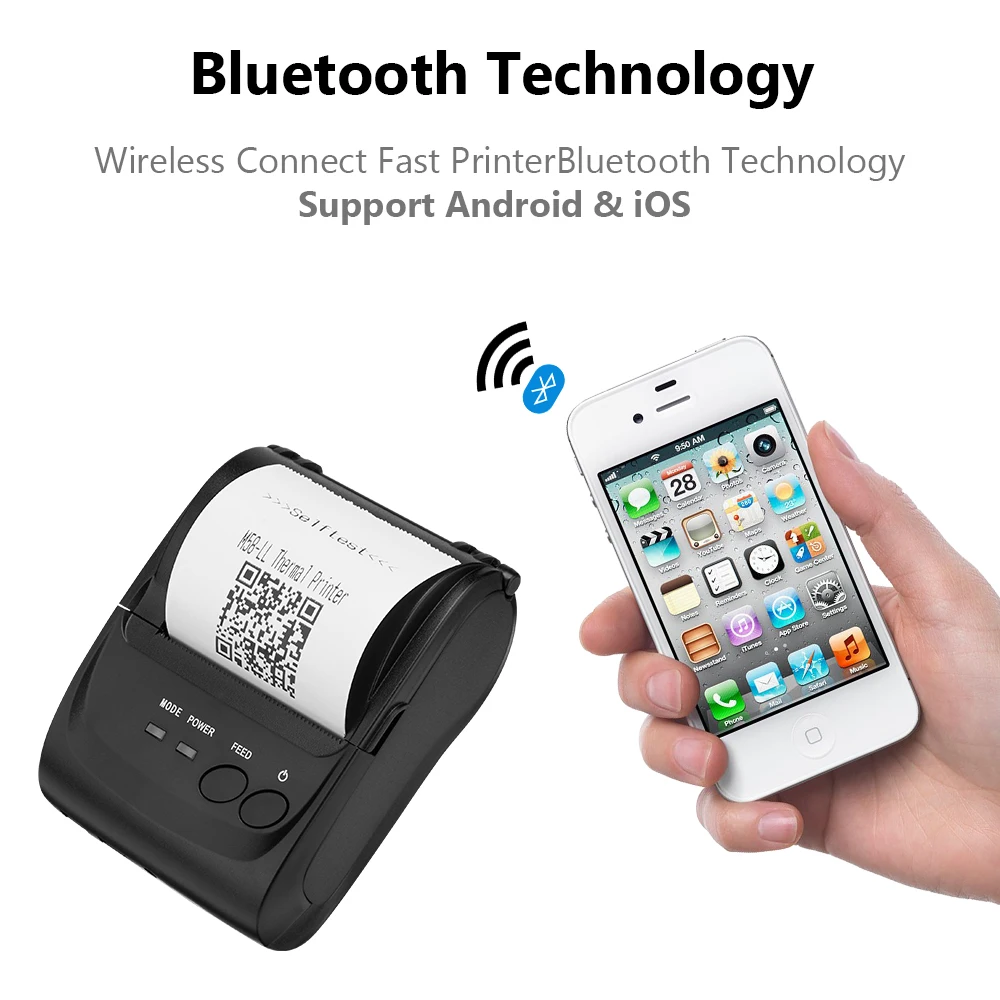 IMP006 BluetoothThermal чековый принтер 58 мм ручной POS Android iOS Мини карманный мобильный