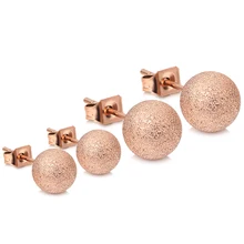 10PCS/Lot Rose Gold Stud Earrings for Women High Quality Stainless Steel Earrings Female Fashion Jewelry