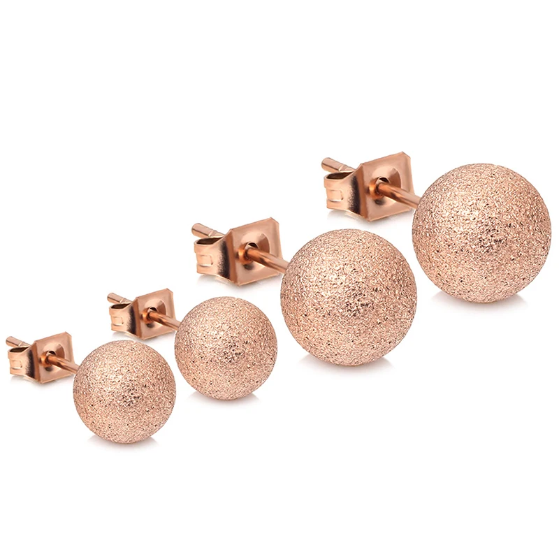 

10PCS/Lot Rose Gold Stud Earrings for Women High Quality Stainless Steel Earrings Female Fashion Jewelry