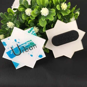 

10pcs 55*55mm custom name badge with magnetic personalize plastic name staff tags magnet badge holder with double plate