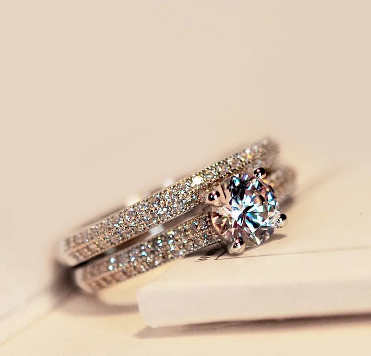 new jewelry real solitaire 5mm stone 5a zircon birthstone 925 sterling silver women wedding ring set - Solitaire Wedding Ring Sets new jewelry real solitaire 5mm stone 5a zircon birthstone 925 sterling silver women wedding ring set - Solitaire Wedding Ring Sets
