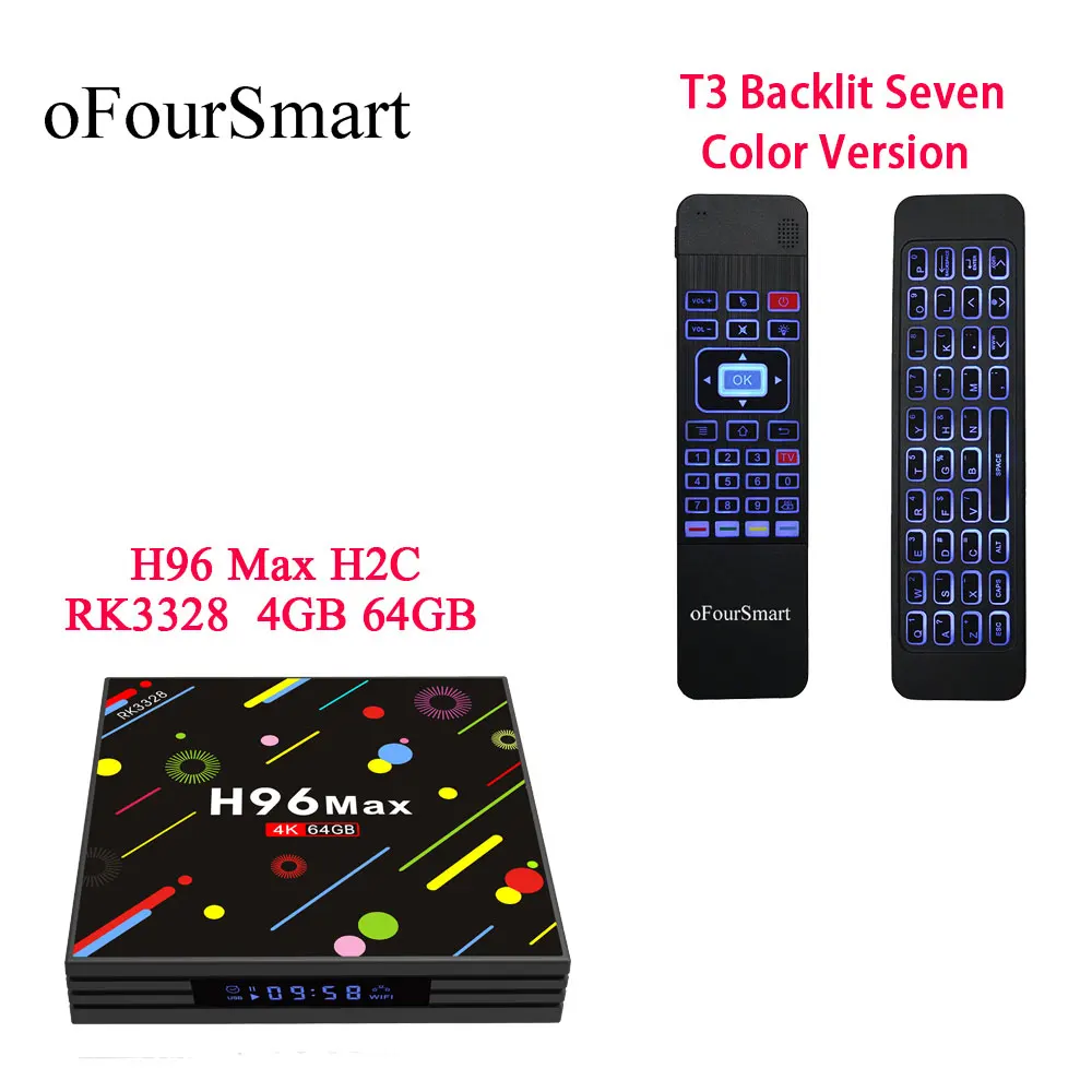Ott TV Box H96 MAX H2C Android 7 1 Smart RAM 4 Гб ROM 64 Rockchip RK3328 телеприставка с T3 C цветной подсветкой Air