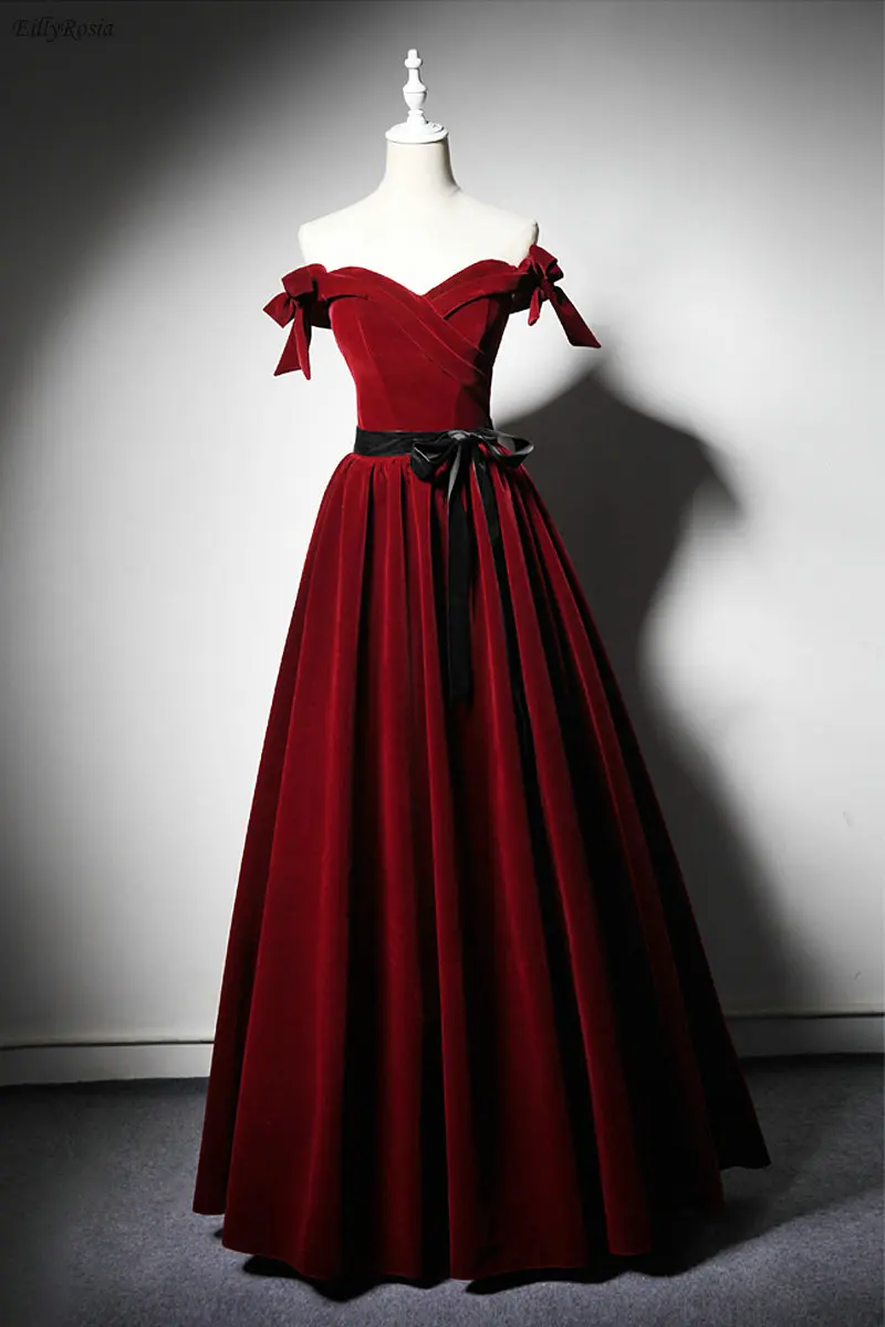red velvet evening dress