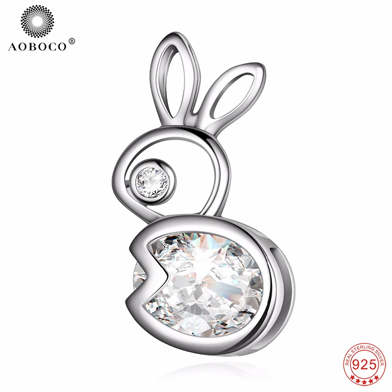 

Pendants 925 Sterling Silver Lovely Sweet Crystal Cut Rabbit Necklaces Pendants , Fashion Jewelry Gift For Women GND0342