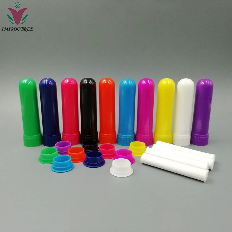 

Free shipping 10 Sets Blank Nasal Inhaler Aromatherapy Nasal Inhaler Sticks with Wicks (10 colors)