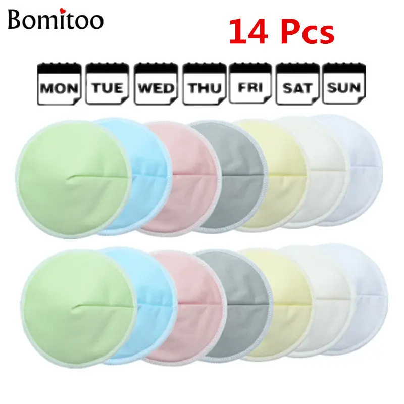 [Bomitoo] 14 Pcs Anti-Overflow Mums Breast feeding Baby Pads Wholesale Nursing Pads with Wash Bag Breathable Nursing Pad 