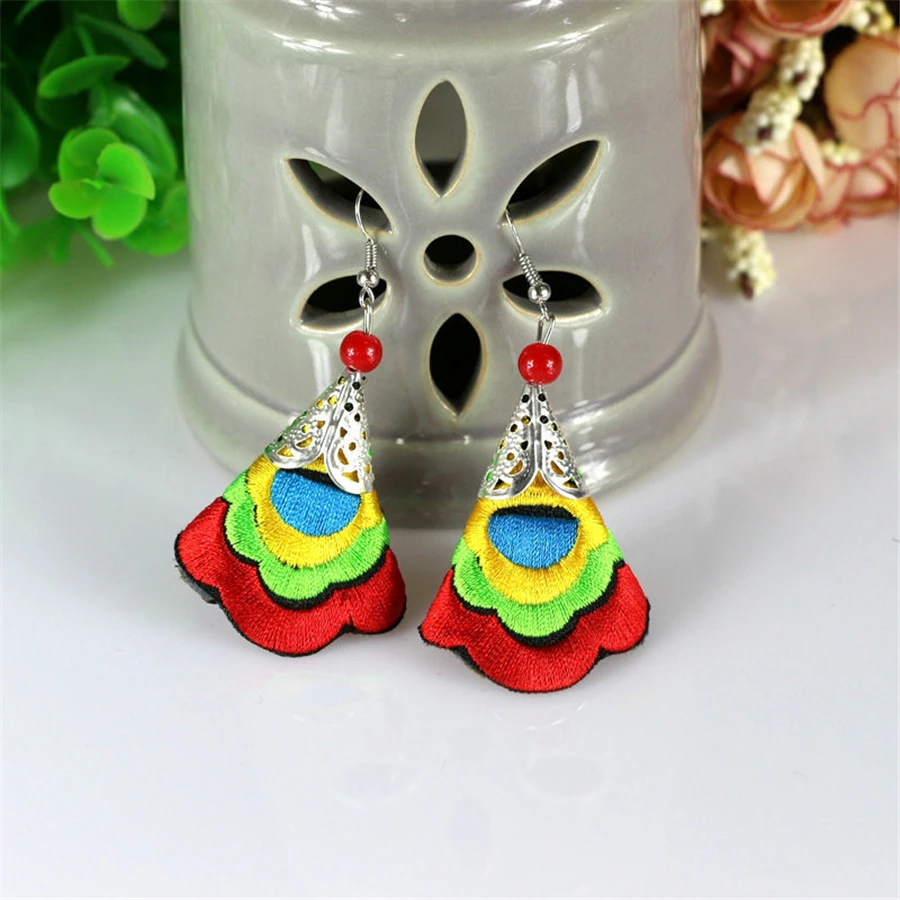 Handwork bride Ethnic Ear Ornaments Embroidered Earrings Jewelry