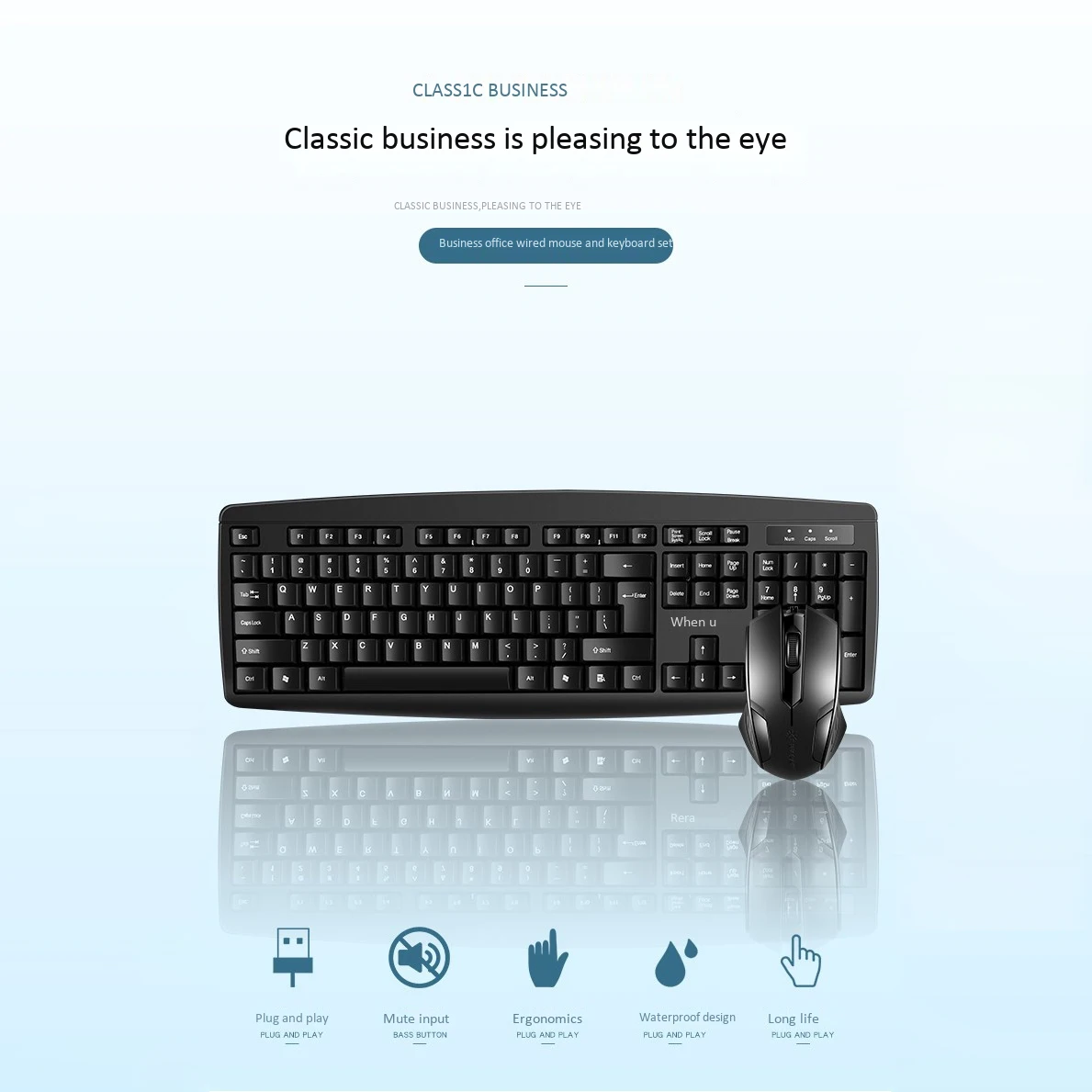 Sunrose T13 Splashproof Usb Проводная клавиатура с 104 клавишами + мышь набор для домашнего офиса компьютерная игровая клавиатура и комбо для мыши для Gam