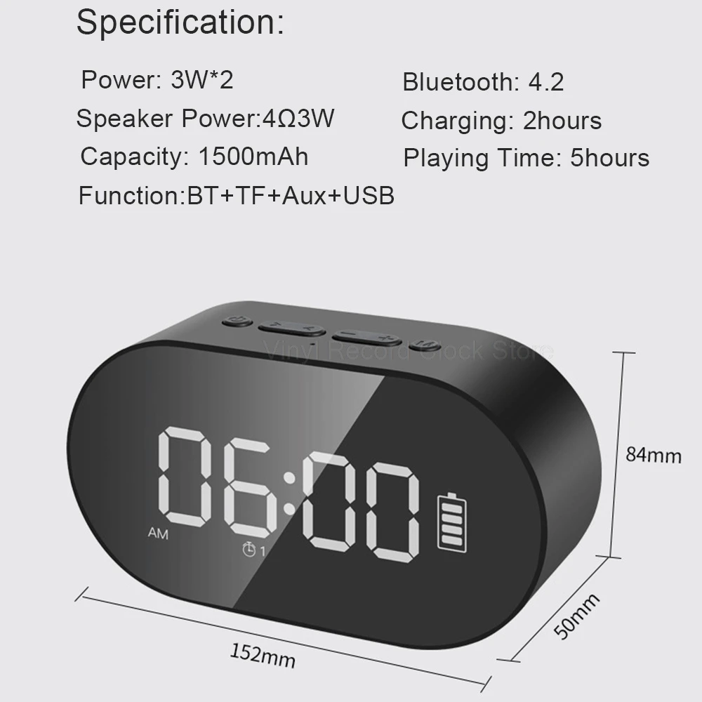 Будильник беспроводной Bluetooth FM Радио электронный цифровой будильник светодиодный зеркальный портативный светодиодный настольный часы домашний Декор подарок