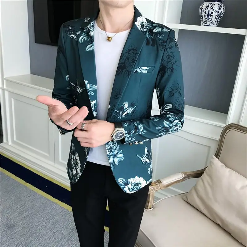 Flowers Men Blazer Floral Mens Suits Tuxedos Mens Blazer Jacket Wedding ...